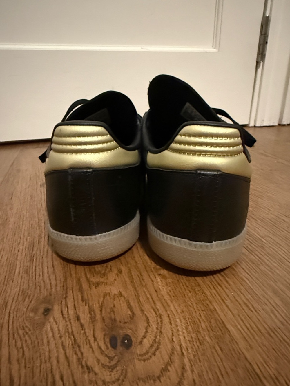 adidas Samba Black with Gold Accent Sneakers. - Picture 4 of 5